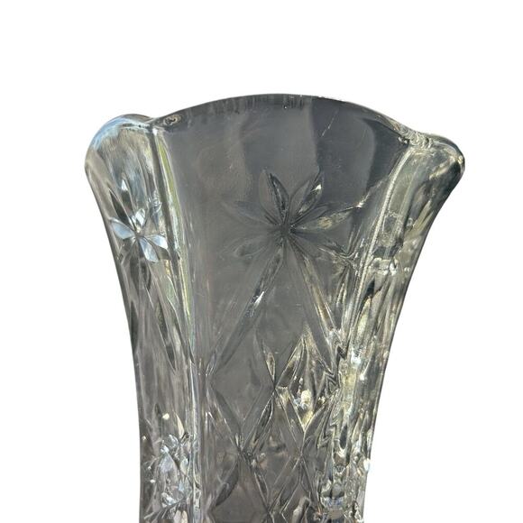 Vintage Crystal Starburst Anchor Hocking Star of David Vase 8.5” Cut Glass Hexa - Picture 8 of 13